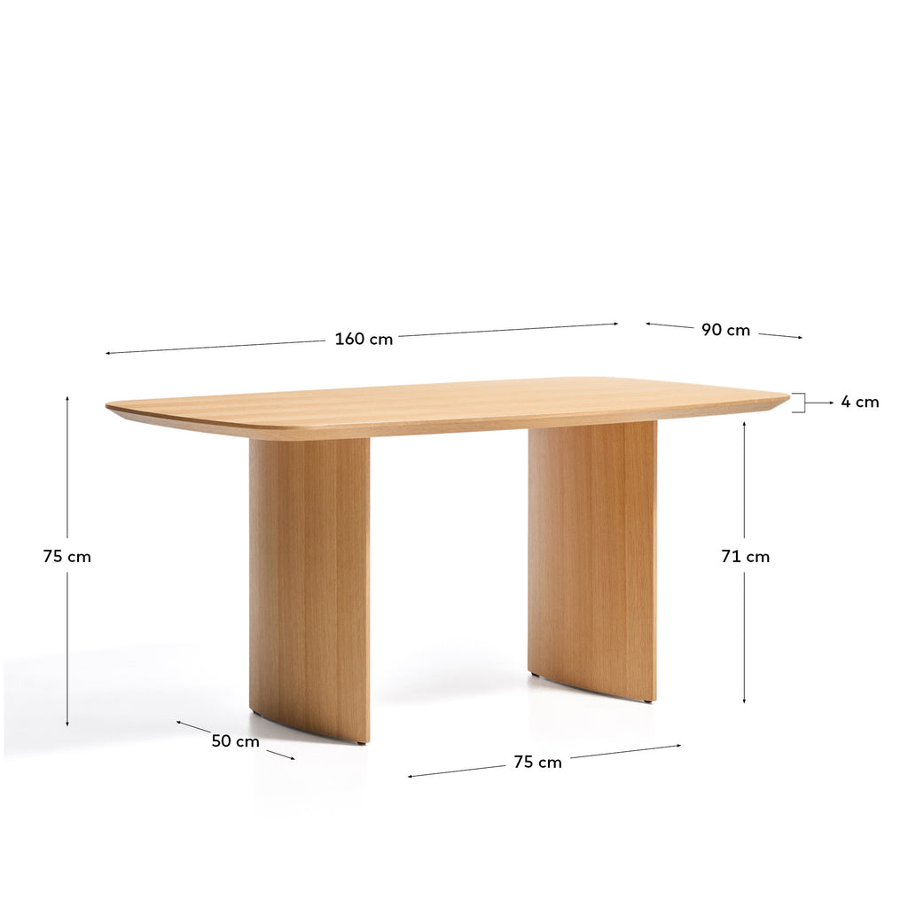Taula Litto de xapa de roure 160 x 90 cm