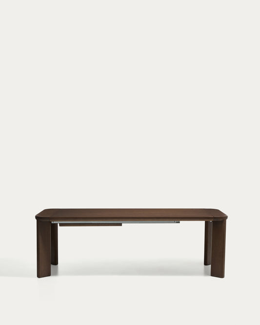 Table extensible Jondal en bois et placage de chêne avec finition ton noyer FSC 100 % 240 (320) x 100 cm