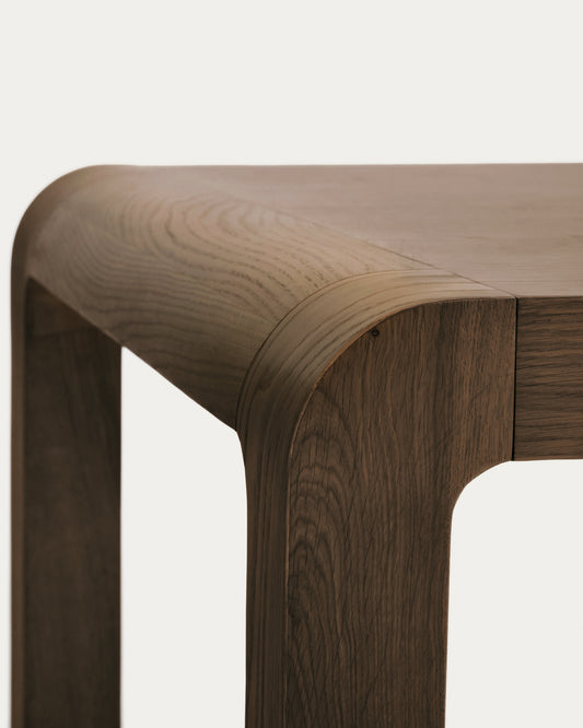 Table extensible Erisia en bois de chêne finition ton noyer foncé 180 (230) x 90 cm FSC 100%