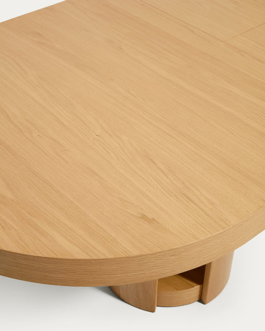 Taula extensible ovalada Artis de fusta massissa i xapa de roure amb acabat en to natural FSC 100% 190 (240) x 100 cm