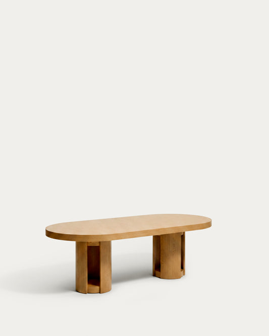 Table extensible ovale Artis en bois et placage de chêne avec finition ton naturel FSC 100 % 240 (290) x 110 cm