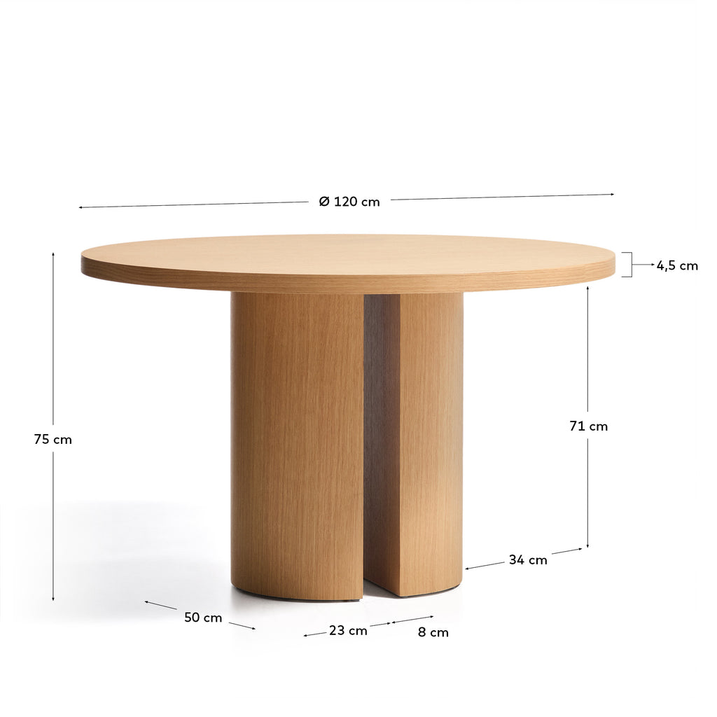 Taula rodona Nealy de xapa de roure amb acabat natural Ø 120 cm