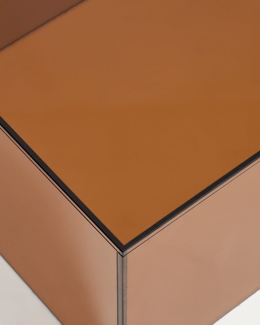 Table basse Orlia en verre trempé marron 110 x 50 cm