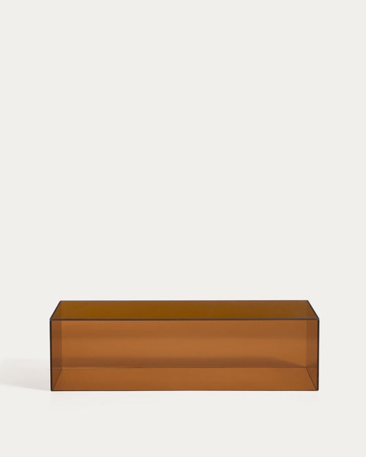 Table basse Orlia en verre trempé marron 110 x 50 cm