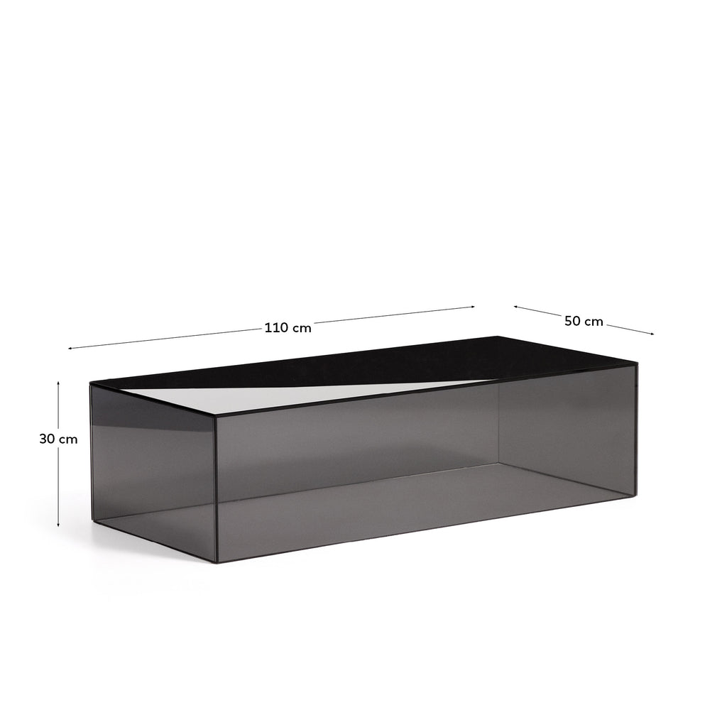 Taula de centre Orlia de vidre temperat gris fosc 110 x 50 cm