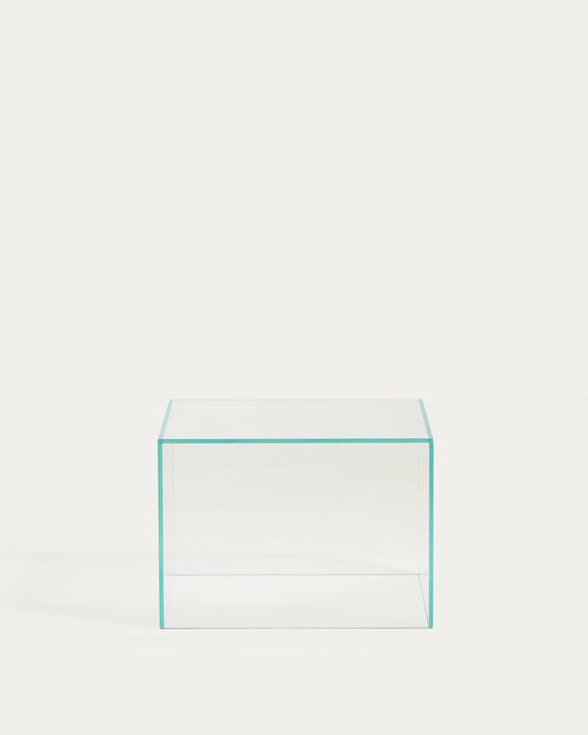 Table auxiliaire Orlia en verre trempé transparent 50 x 50 cm