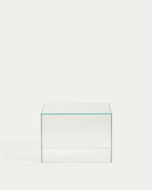 Taula auxiliar Orlia de vidre trempat transparent 50 x 50 cm