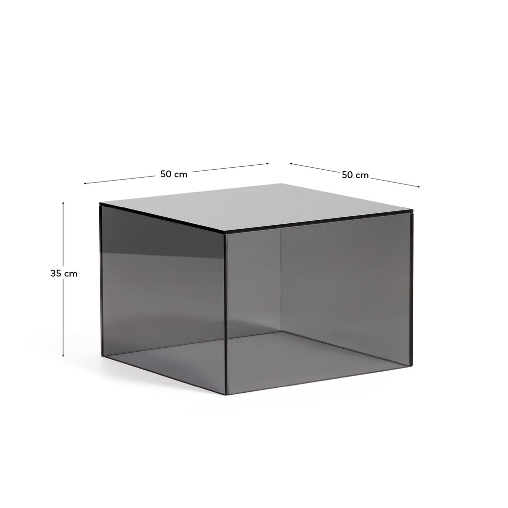Taula auxiliar Orlia de vidre temperat gris fosc 50 x 50 cm
