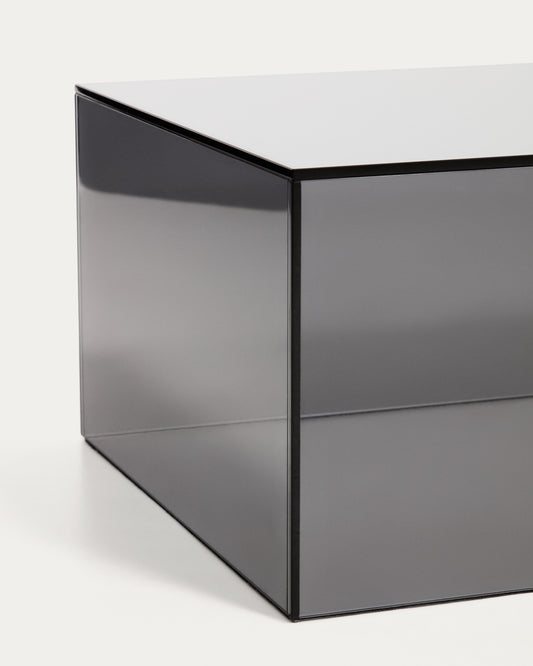Table auxiliaire Orlia en verre trempé gris foncé 50 x 50 cm