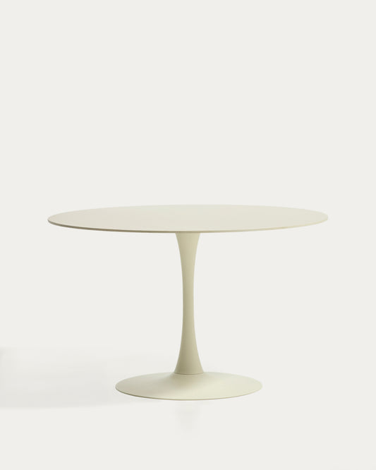 Table ronde Vedira en céramique écrue et acier beige Ø 120 cm