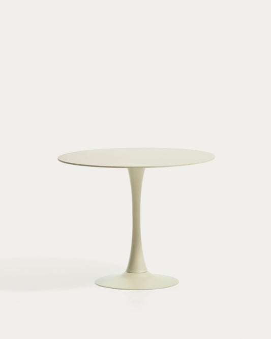 Table ronde Vedira en céramique écrue et acier beige Ø 90 cm