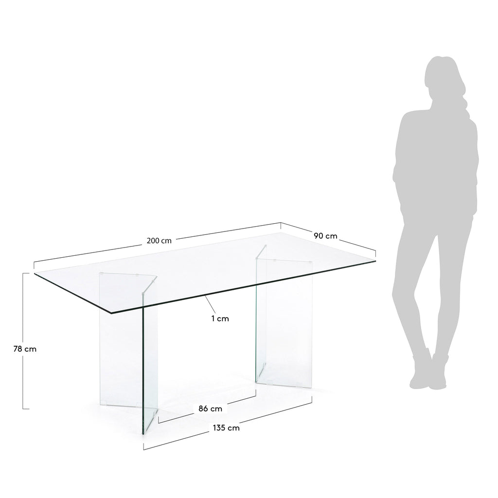Mesa Burano de cristal 200 x 90 cm