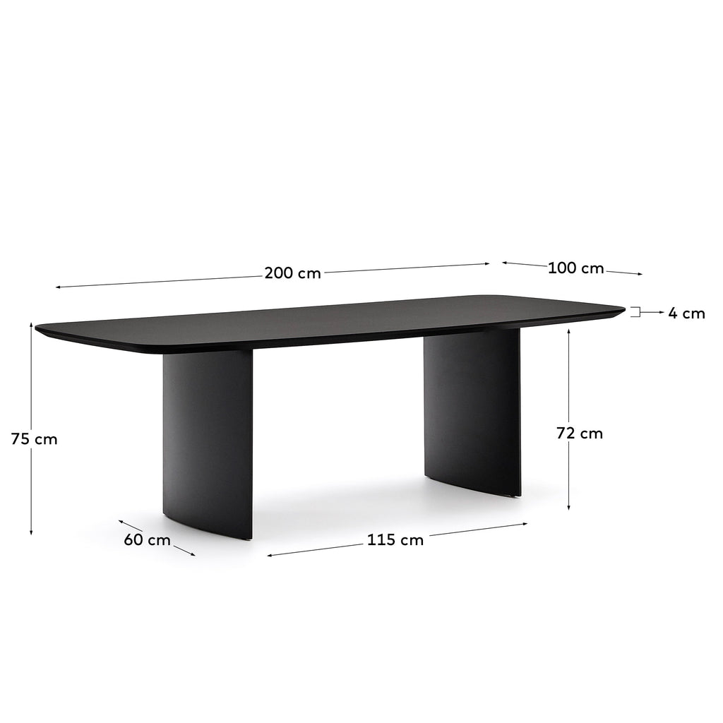 Taula Litto DM lacat negre 200 x 100 cm