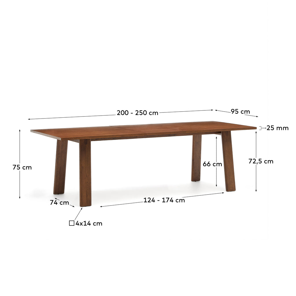 Taula extensible Arlen xapa y fusta massissa roure acabat noguera 200(250) 95 cm FSC Mix Credit