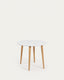 Mesa extensible redonda Oqui MDF lacado blanco y patas de madera maciza haya 90 (170) x 90 cm