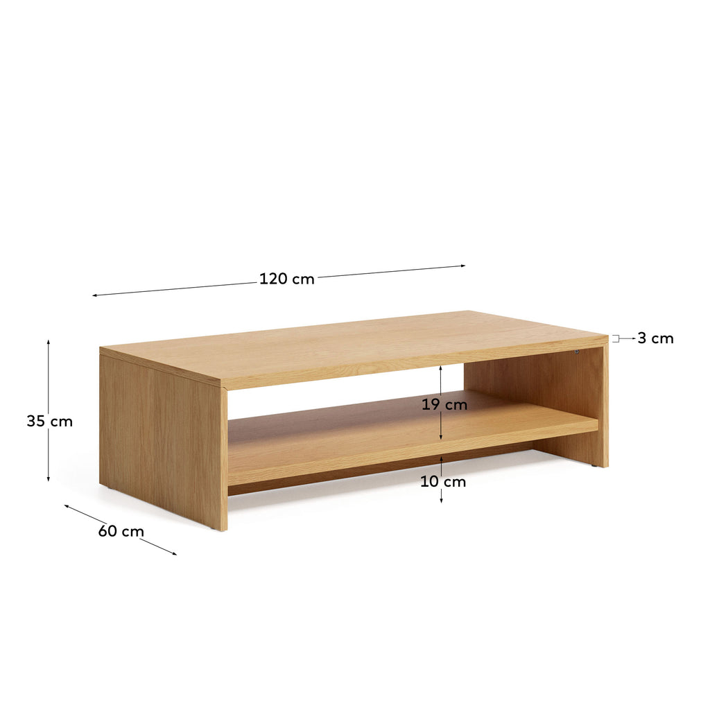Table basse Abilen en placage de chêne 120 x 60 cm FSC 100 %.