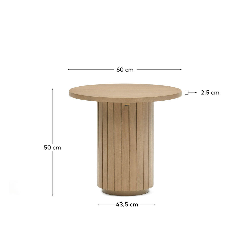 Mesa auxiliar redonda Licia de madera maciza de mango Ø 60 cm