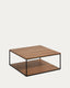 Mesa de centro Yoana de chapa de nogal y estructura de metal pintado negro 80 x 80 cm