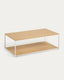 Taula de centre Yoana de xapa de roure i estructura de metall blanc 110 x 60 cm