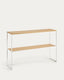 Consola Yoana de chapa de roble y estructura de metal blanco 120 x 80 cm