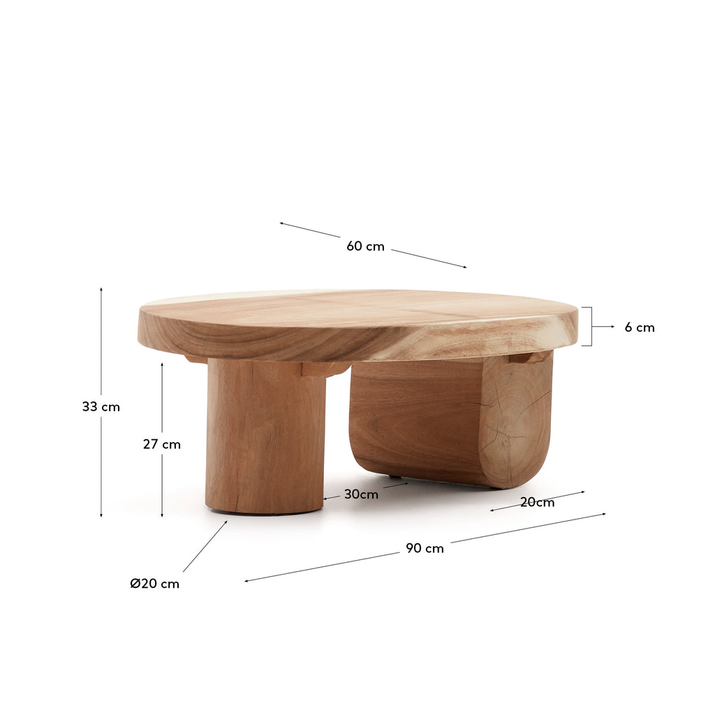 Mesa de centro Mosi de madera maciza de mungur Ø 90 x 60 cm