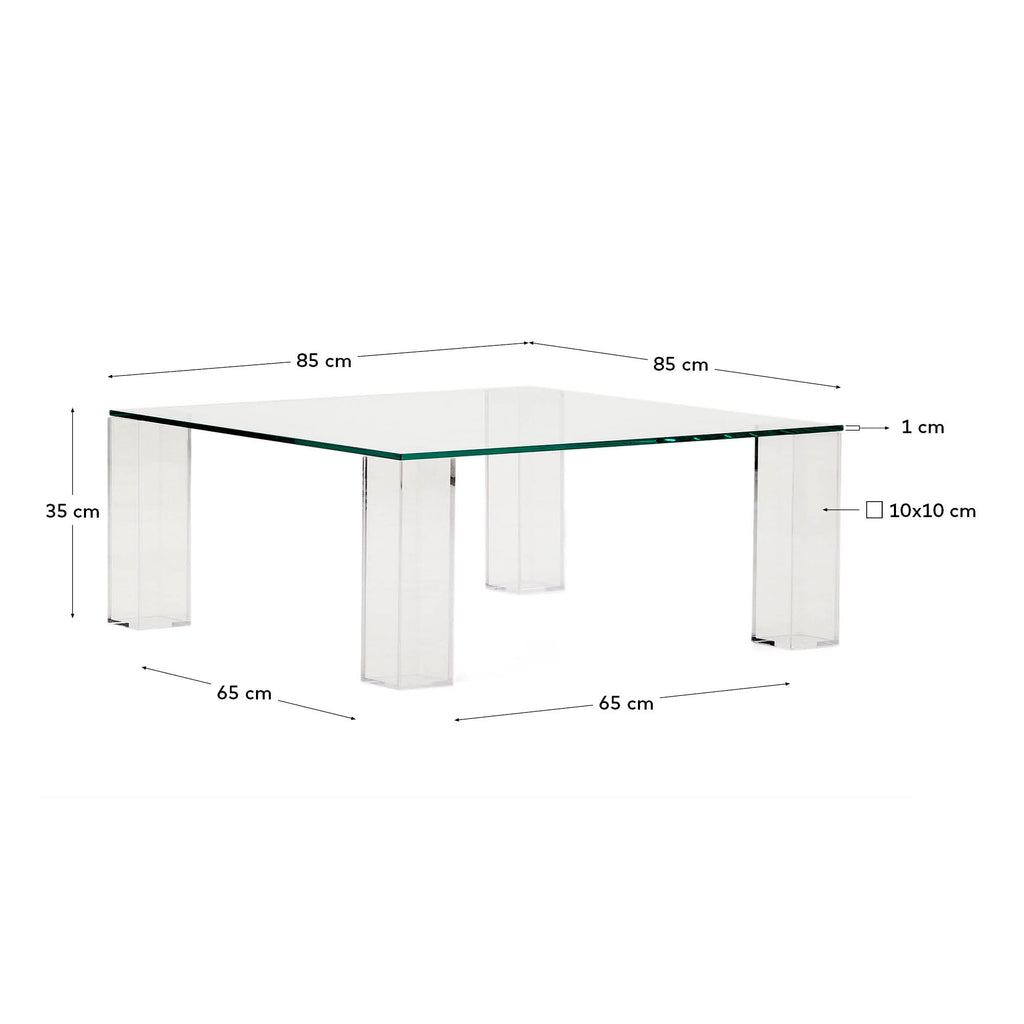 Taula auxiliar Adularia de vidre temperat transparent 85 x 85 cm