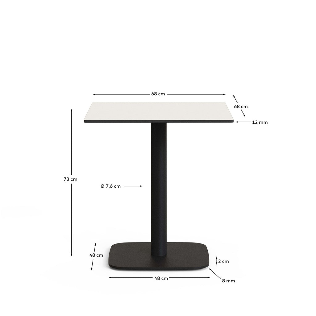 Mesa de exterior Dina blanco con pie de metal con acabado pintado negro 68 x 68 x 70 cm