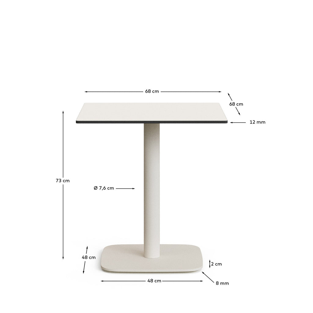 Mesa de exterior Dina blanco con pie de metal con acabado pintado blanco 68 x 68 x 70 cm