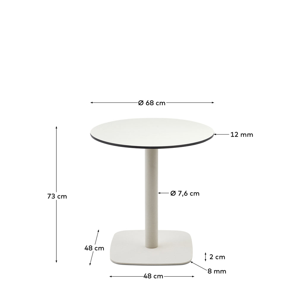 Mesa redonda de exterior Dina blanco con pie de metal con acabado pintado blanco Ø 68x70cm