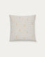 Housse de coussin Blaina en coton et lin blanc avec détail brodé orange 45 x 45 cm