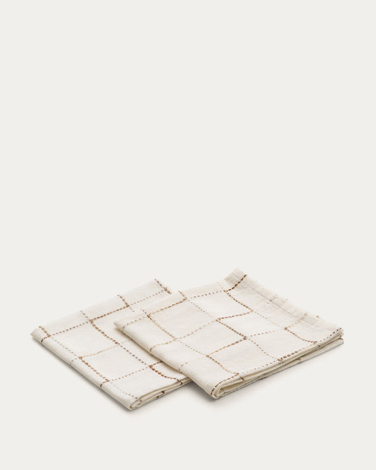Lot de 2 serviettes de table blanches Ersen, 100% coton