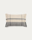 Housse de coussin Eron en lin à carreaux et franges beige et bleue 40 x 60 cm