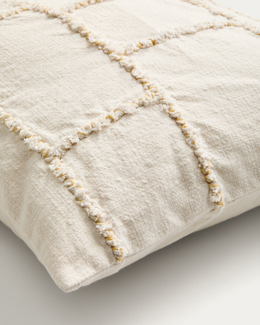 Funda de cojín Verion con detalle geométrico bordado amarillo 45 x 45 cm