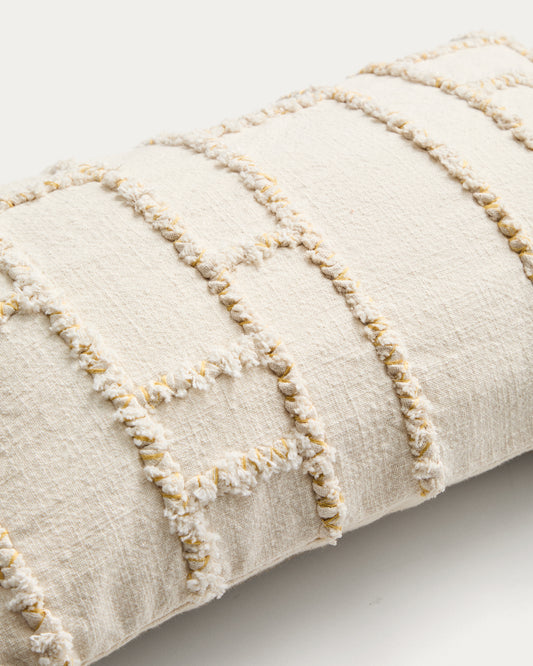 Funda de cojín Verion con detalle geométrico bordado amarillo 30 x 50 cm