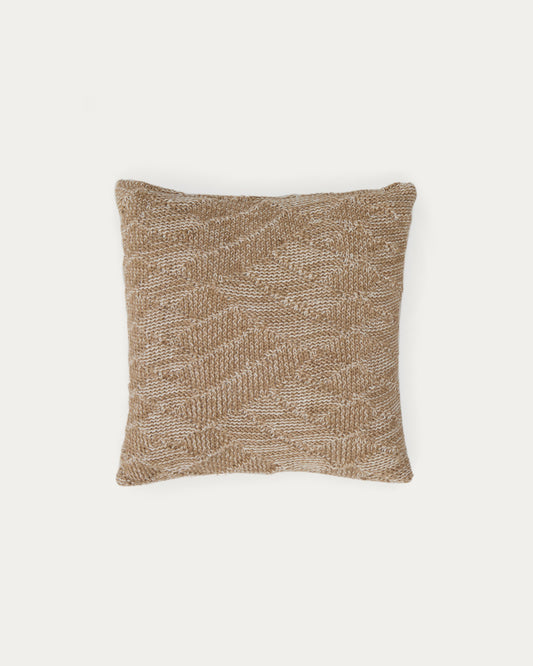 Funda de cojín Melyan de algodón y yute jacquard beige 45 x 45 cm