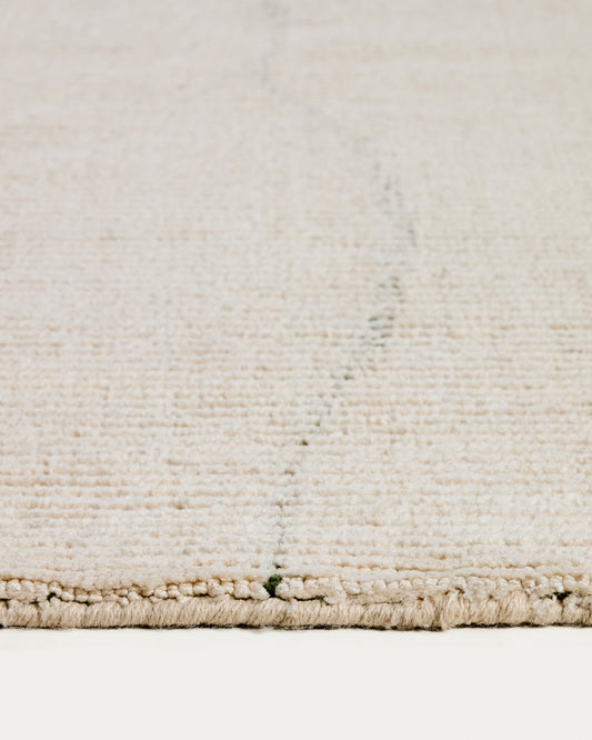 Catifa Lisdan de fibres sintètiques cru amb detall gràfic verd 160 x 230 cm