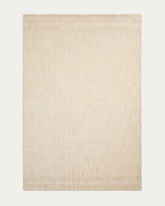 Alfombra Dalena de lana jacquard raya beige 300 x 200 cm