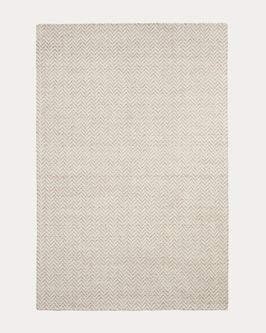 Catifa Calira de llana jacquard trenat beix 300x200 cm