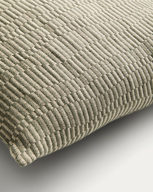 Funda de coixí Nerel de cotó i lli jacquard verd 50 x 50 cm