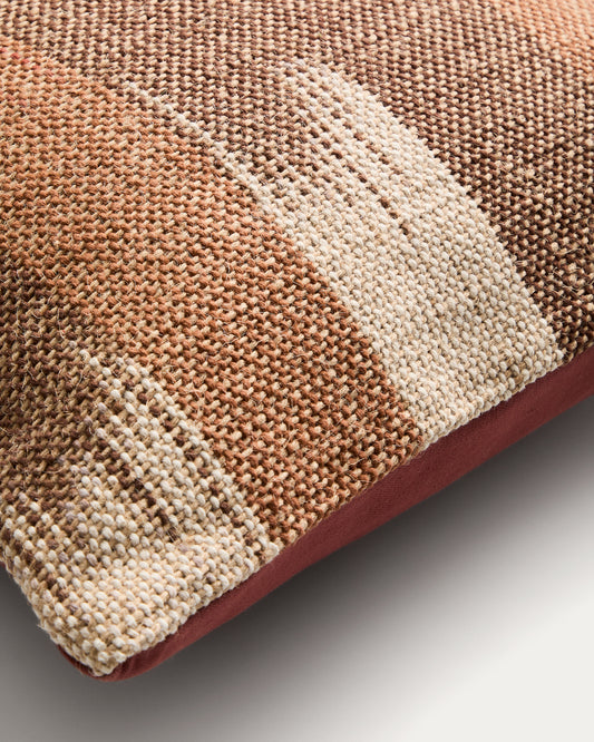 Funda de coixí Domira de jute amb gràfic ikat multicolor 50 x 50 cm