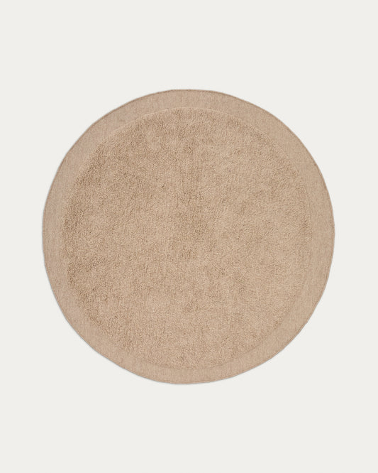 Alfombra redonda Marely de lana beige Ø 200 cm