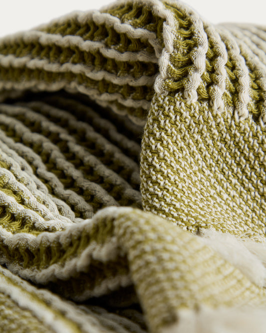 Manta Lideba de cotó ratlles verd 100 x 170 cm