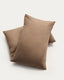 Ensemble Simmel de 2 taies d’oreiller en mélange de lin marron 50 x 70 cm