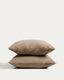 Ensemble Simmel de 2 taies d’oreiller en mélange de lin marron 65 x 65 cm
