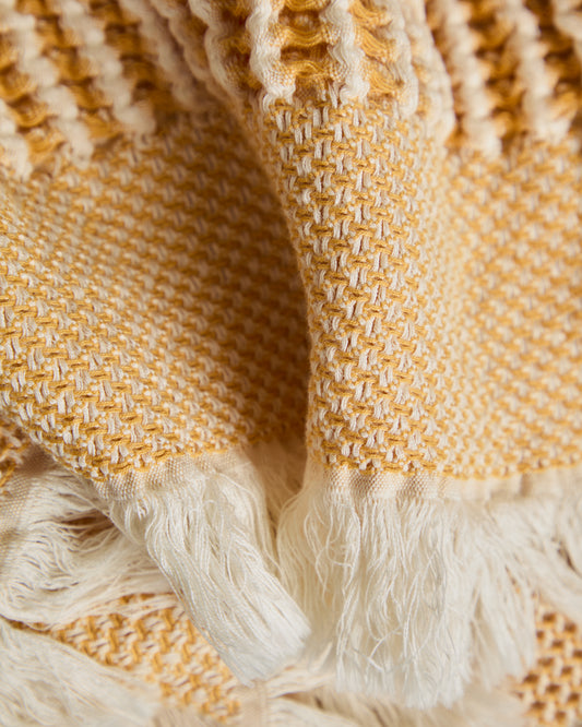 Manta Lideba de cotó ratlles taronja 100 x 170 cm