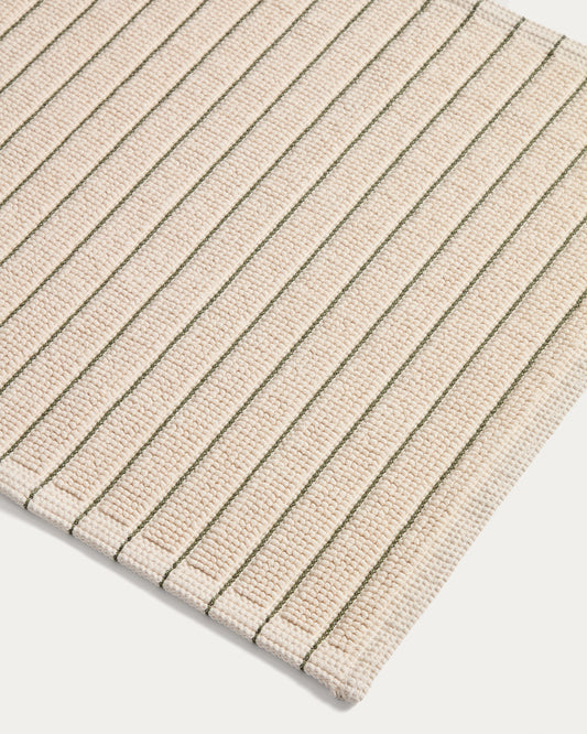 Alfombra de baño Merade de algodón con rayas verdes 50 x 80 cm