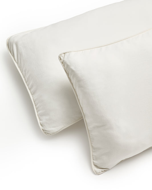 Set Sirale de 2 fundes de coixí 100% cotó setí acabat rentat blanc 50 x 70 cm