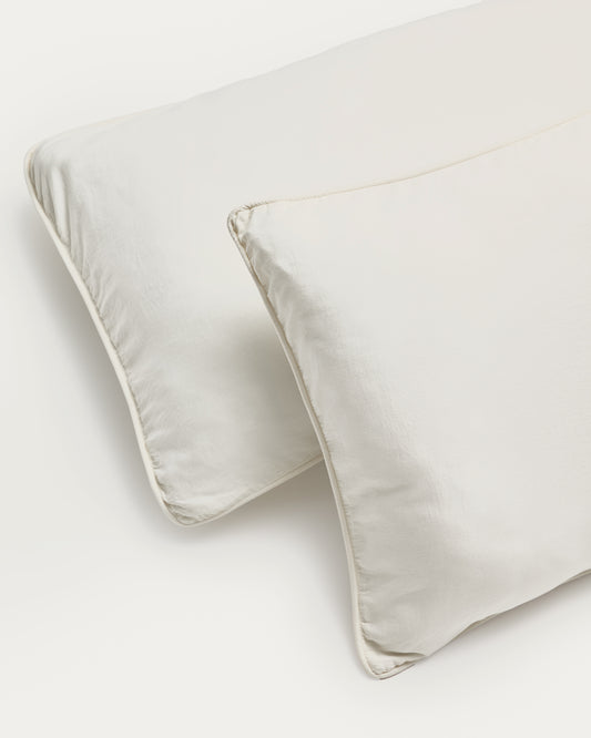 Set Sirale de 2 fundes de coixí 100% cotó setí acabat rentat blanc 50 x 80 cm