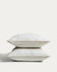 Ensemble Sirale de 2 taies d’oreiller 100 % satin de coton fini lavé blanc 65 x 65 cm