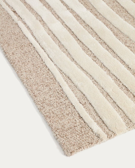 Tapis Colire en laine et viscose beige 160 x 230 cm